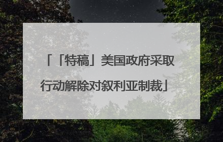 「特稿」美国政府采取行动解除对叙利亚制裁