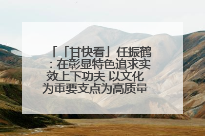 「甘快看」任振鹤：在彰显特色追求实效上下功夫 以文化为重要支点为高质量发展增添动能