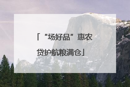 “场好品”惠农贷护航粮满仓
