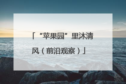 “苹果园”里沐清风（前沿观察）