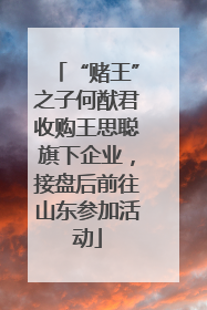 “赌王”之子何猷君收购王思聪旗下企业，接盘后前往山东参加活动