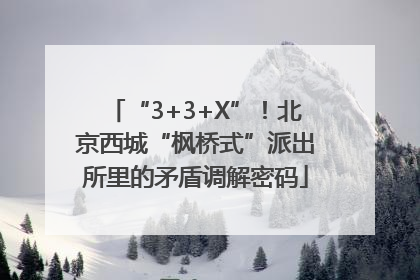 “3+3+X”！北京西城“枫桥式”派出所里的矛盾调解密码