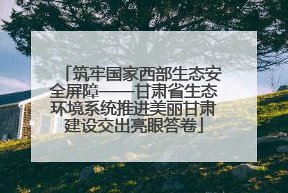 筑牢国家西部生态安全屏障——甘肃省生态环境系统推进美丽甘肃建设交出亮眼答卷