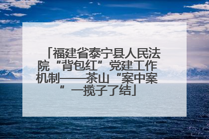 福建省泰宁县人民法院“背包红”党建工作机制——茶山“案中案”一揽子了结
