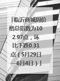 临沂商城周价格总指数为102.97点，环比下跌0.31点（5月29日—6月4日）