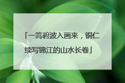 一篙碧波入画来，铜仁续写锦江的山水长卷