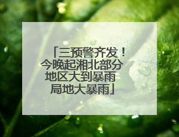 三预警齐发！今晚起湘北部分地区大到暴雨 局地大暴雨