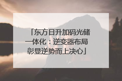 东方日升加码光储一体化：逆变器布局彰显逆势而上决心