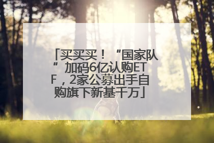 买买买！“国家队”加码6亿认购ETF，2家公募出手自购旗下新基千万