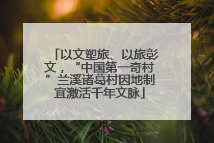 以文塑旅、以旅彰文，“中国第一奇村”兰溪诸葛村因地制宜激活千年文脉