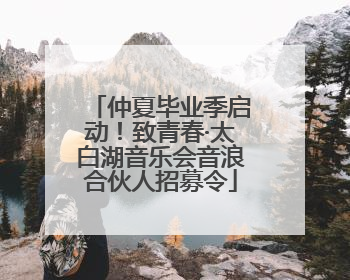 仲夏毕业季启动！致青春·太白湖音乐会音浪合伙人招募令