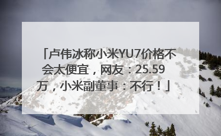 卢伟冰称小米YU7价格不会太便宜，网友：25.59万，小米副董事：不行！