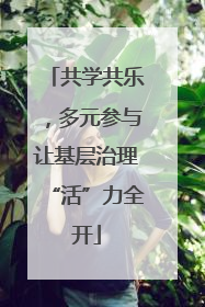 共学共乐，多元参与让基层治理“活”力全开