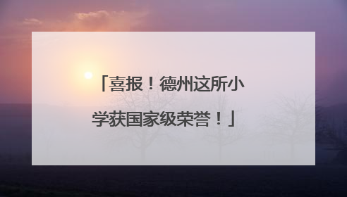 喜报！德州这所小学获国家级荣誉！