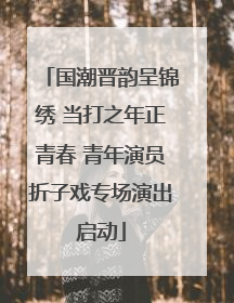 国潮晋韵呈锦绣 当打之年正青春 青年演员折子戏专场演出启动