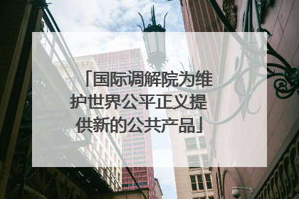 国际调解院为维护世界公平正义提供新的公共产品
