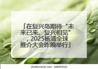 在复兴岛期待“未来已来、复兴相见”，2025杨浦全球推介大会昨晚举行