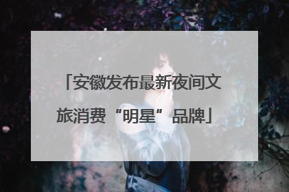 安徽发布最新夜间文旅消费“明星”品牌