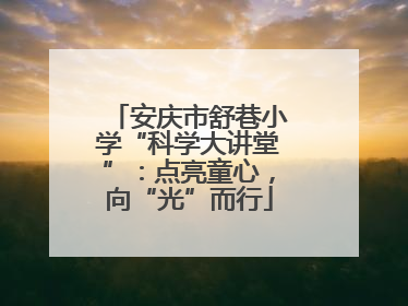 安庆市舒巷小学“科学大讲堂”：点亮童心，向“光”而行