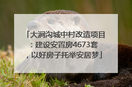 大涧沟城中村改造项目：建设安置房4673套，以好房子托举安居梦