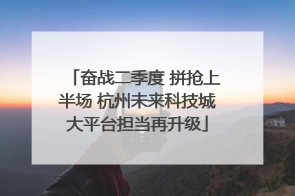 奋战二季度 拼抢上半场 杭州未来科技城大平台担当再升级