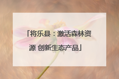 将乐县：激活森林资源 创新生态产品