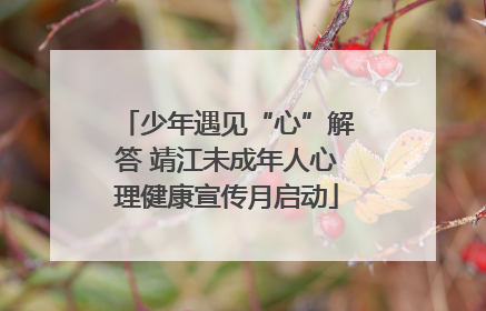 少年遇见“心”解答 靖江未成年人心理健康宣传月启动