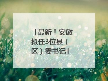 最新！安徽拟任3位县（区）委书记