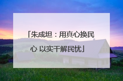 朱成坦：用真心换民心 以实干解民忧