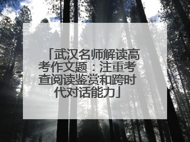 武汉名师解读高考作文题：注重考查阅读鉴赏和跨时代对话能力