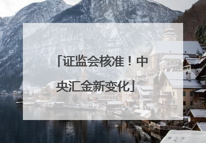 证监会核准！中央汇金新变化