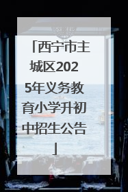西宁市主城区2025年义务教育小学升初中招生公告