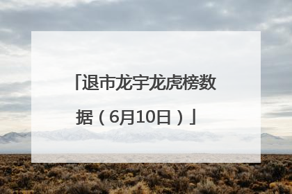 退市龙宇龙虎榜数据（6月10日）