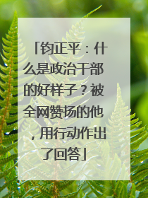 钧正平：什么是政治干部的好样子？被全网赞扬的他，用行动作出了回答