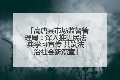 高唐县市场监督管理局：深入推进民法典学习宣传 共筑法治社会新篇章