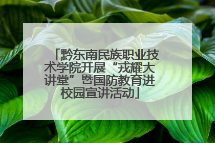 黔东南民族职业技术学院开展“戎耀大讲堂”暨国防教育进校园宣讲活动