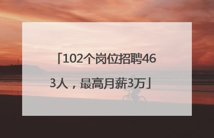 102个岗位招聘463人，最高月薪3万