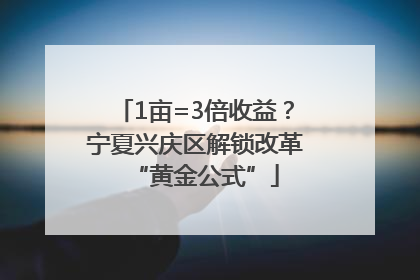 1亩=3倍收益？宁夏兴庆区解锁改革“黄金公式”