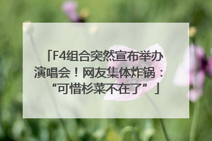 F4组合突然宣布举办演唱会！网友集体炸锅：“可惜杉菜不在了”